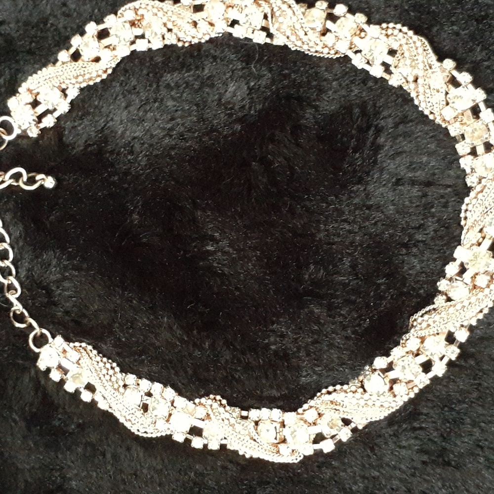 Rose Gold/Rhinestone Choker Necklace